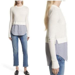 Veronica Beard Cassie Combo Sweater Merino Wool Top Stripe Shirt NWT size large